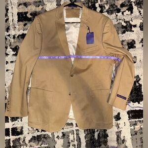 New With Tags NWT Alan Flusser Tan Cotton Blazer 44R